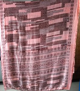 Pink Saree with Geometric Print