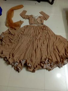 Elegant Beige Polka Dot Lehenga Set