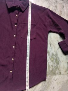 Purple Corduroy Button-Up Shirt