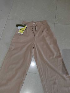 High-Waisted Beige Wide-Leg Pants