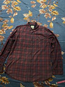 Men's Burgundy Plaid Flannel Shirt