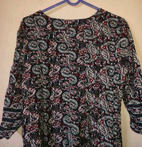 Elegant Printed Kurta with Embellished Neckline