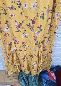 Yellow Floral Cold Shoulder Maxi Dress