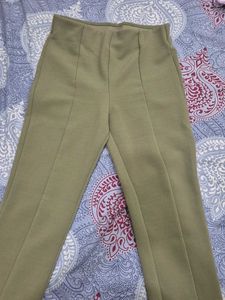 h&amp;m Olive Green Textured bodycon Pants