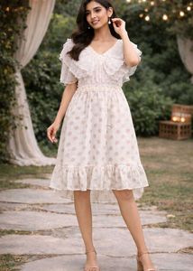 Chic Polka Dot Dress with Ruffle Detail