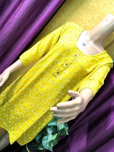 Vibrant Yellow Printed Kurta beautiful look
