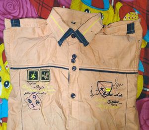 Kids' Orange Short-Sleeve Button-Down