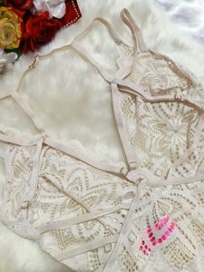 Elegant White Lace Teddy Bodysuit