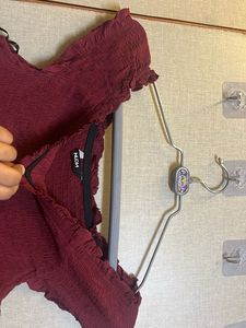 Maroon Off-Shoulder Smocked Dress