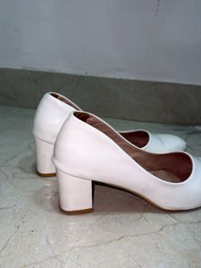 Chic White Block Heels