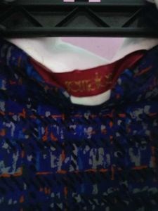 Blue Patterned Tie Waist Blouse
