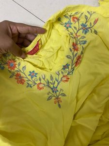 Yellow Embroidered Kurta