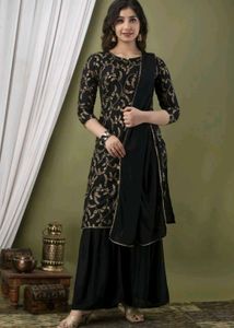 NEW BLACK GOLDEN KURTA SET