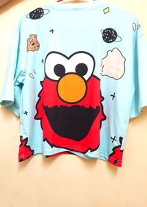 Cute Elmo Graphic Print Oversized T-Shirt
