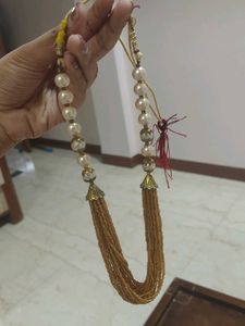 Elegant Pearl &amp; Gold Beaded Necklace