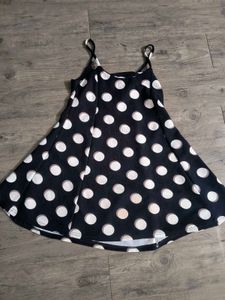 Black &amp; White Polka Dot Flowy Short Dress