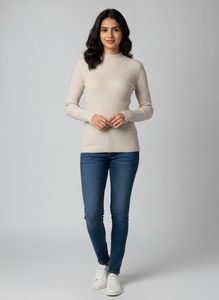 Ribbed Mock Neck Long Sleeve Top