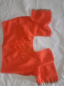 Orange Saree with Silver Embroidery