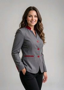 Chic Gray Blazer with Red Accents
