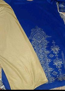 Royal Blue Kurta with Silver Print