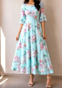 Casual Sea Green A- line Maxi