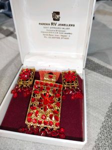 Red Stone Necklace and Earring Set
