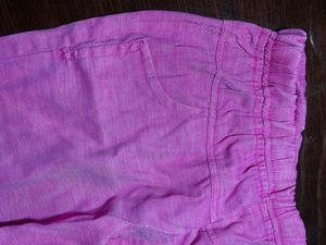 Pink Cotton Blend Palazzo Pants