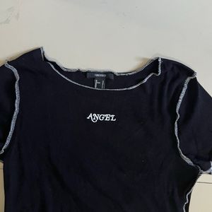 Black Angel Graphic Crop Top
