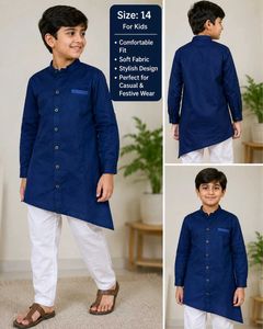 Boys Blue Kurta With White Pajama