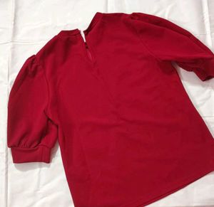 Red Puff Sleeve Top