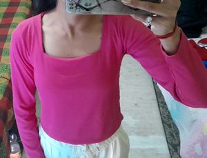 Zara Pink Long Sleeve Square Neck Top