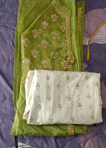 Pista green cape with inner gown