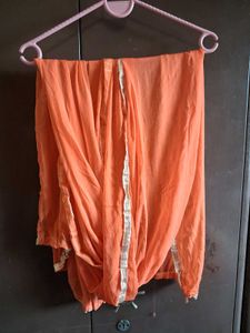 Elegant Orange &amp; White Embroidered Kurta Set