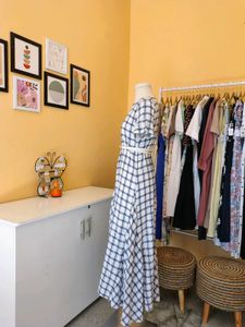Blue Plaid Midi Dress
