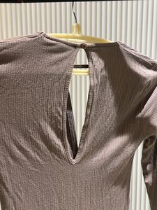 Ribbed V-Neck Long Sleeve Bodysuit