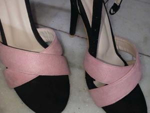 Stylish Pink &amp; Black Block Heels