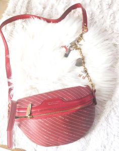 Red Crossbody Bag with Charms