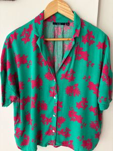 Green Floral Button-Up Shirt