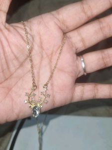 Delicate Deer Antler Necklace with Crystal