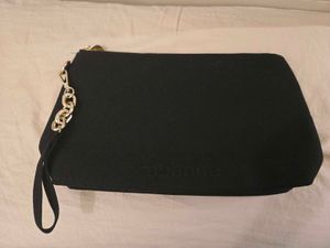 Chic Black Clutch with Gold Chain Detail