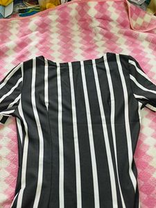 Black &amp; White Striped Bodycon Dress
