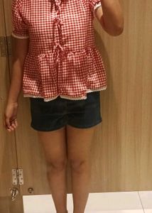 Cute Gingham Peplum Top