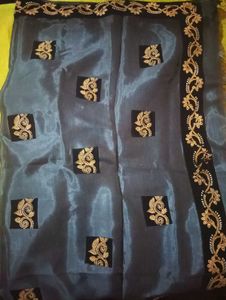 Grey Saree with Embroidered Border