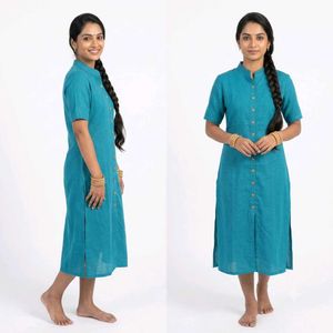 Teal Blue Mandarin Neck Kurta Xxl size