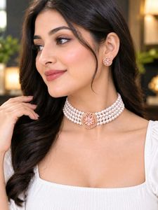 Elegant Pearl Choker Necklace Set