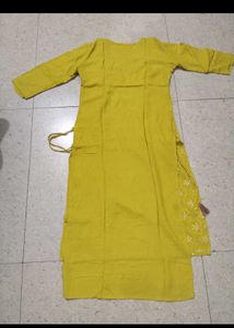Yellow Sequined Kurta with Palazzo &amp; Dupatta