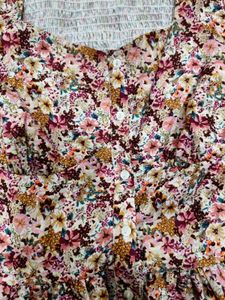 Floral Smocked Square Neck Peplum Top