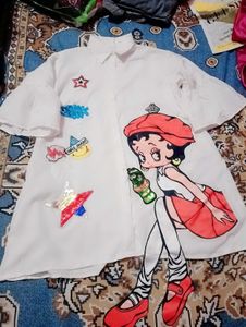Betty Boop Graphic White Tunic Top