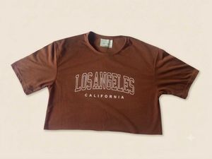 Cute Brown Cropped "Los Angeles" Top