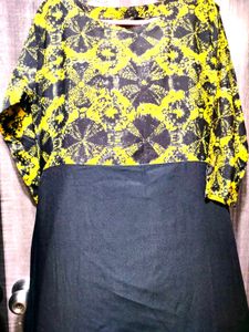 Stylish Yellow & Black Printed Kurta